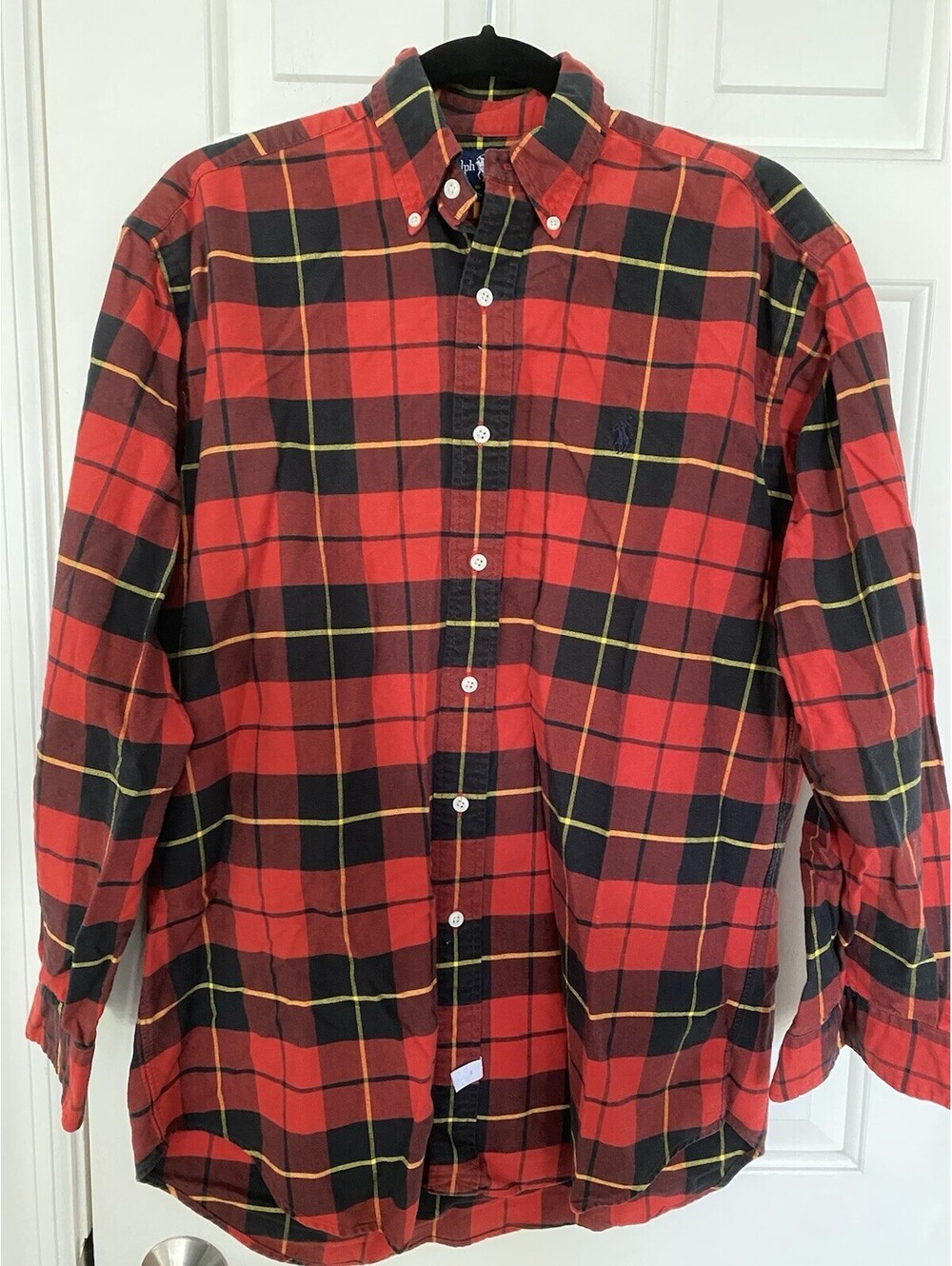 Ralph Lauren Plaid Button Up Shirt Men's Size S Red Black Cotton
